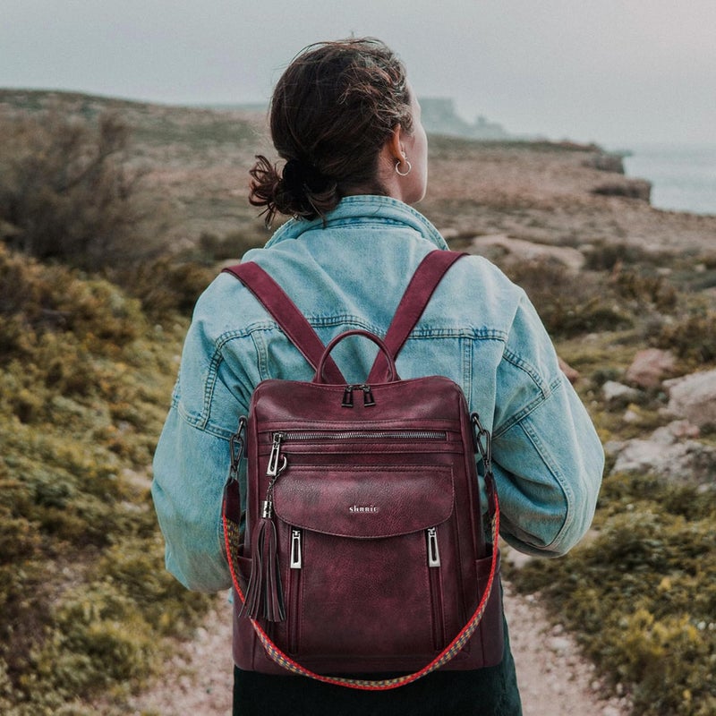 Shrrie Backpack Purse for Women Fashion Leather Backpack Purse Designer Travel Backpack Convertible Shoulder Bag with Wristlet - Image 2